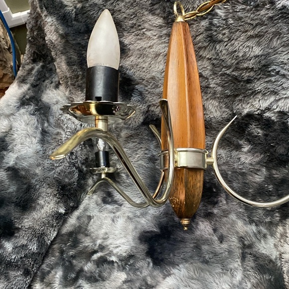 Vintage Chandelier Mid
Century Modern Wood Glass - Picture 9 of 16